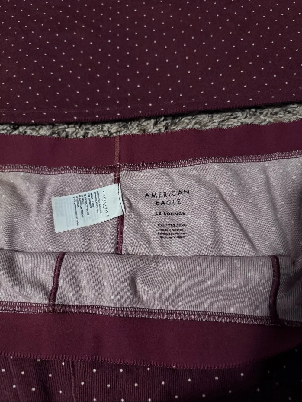 American Eagle Outfitters Burgundy Polka Dot Tank & Lounge Shorts
